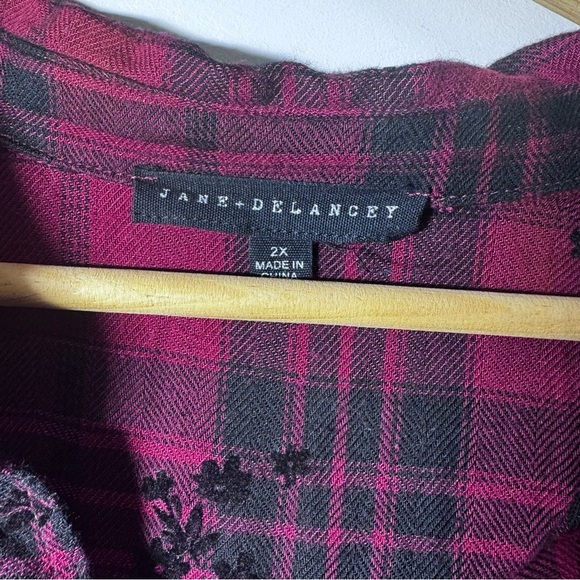 Jane and Delancey Red & Black Plaid Button Down Shirt - Picture 6 of 10